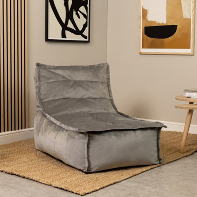 icon Dolce Lounger Bean Bag Charcoal Grey Velvet Bean Bag Chair from B&Q