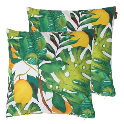 icon Indoor And Outdoor Waterproof Filled Cushion Set Of 2 Lemon Leaf from B&Q