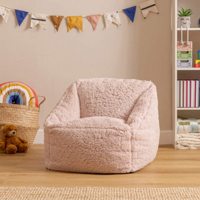 Icon Pink Kids Bean Bag Chair - Fluffy Beanbag For Children