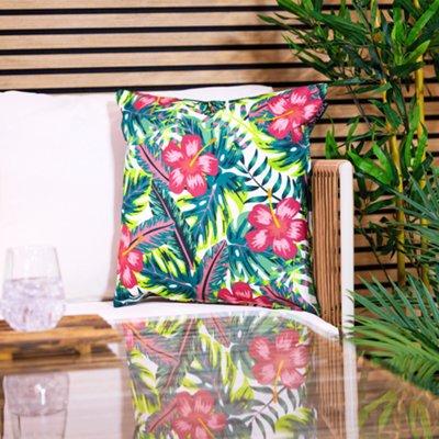 Icon Indoor And Outdoor Tropical Floral Waterproof Filled Cushion from B&Q