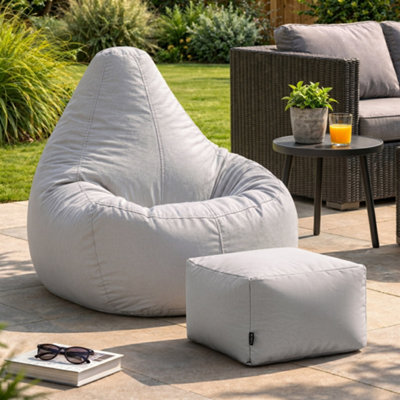 Icon Dalton Adults High Back  Indoor Outdoor Bean Bag Chair & Footstool Pouffe Grey from B&Q
