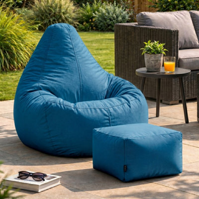 Icon Dalton Adults High Back  Indoor Outdoor Bean Bag Chair & Footstool Pouffe Teal from B&Q
