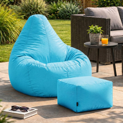 Icon Dalton Adults High Back  Indoor Outdoor Bean Bag Chair & Footstool Pouffe Aqua from B&Q