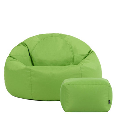 Icon Kingston Adult Classic Indoor Outdoor Bean Bag & Square Footstool Pouffe Lime from B&Q