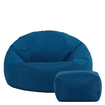 Icon Kingston Adult Classic Indoor Outdoor Bean Bag & Square Footstool Pouffe Teal from B&Q