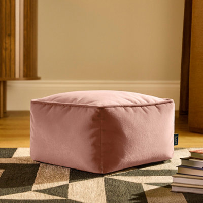 B&Q -  Amara Velvet Bean Bag Pouffe Dusk Pink