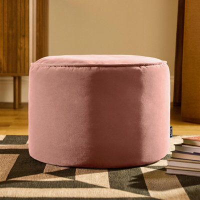 icon Milano Velvet Large Bean Bag Footstool with Filling Included, Pink | Made in the UK, Pouffe Footstool, Footrest, Plush Velvet Fabric, For Living Room or Bedroom - Image 4