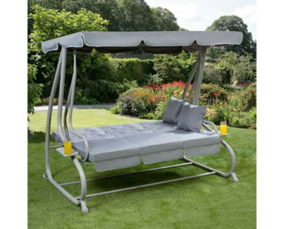 B&Q -  Somerset 3 Seat Garden Swing Bed In Grey