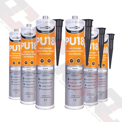 Bond it 6 Tubes Of Pu18 Polyurethane Adhesive Sealant Black 310Ml Tube from B&Q
