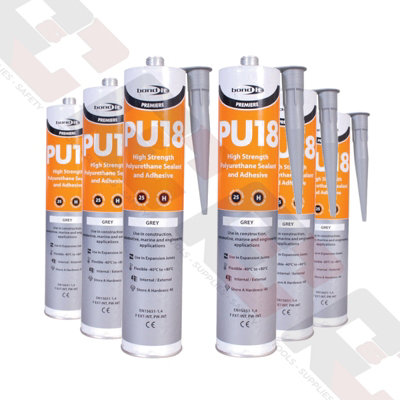 Bond it 6 Tubes Of Pu18 Polyurethane Adhesive Sealant Grey 310Ml Tube from B&Q