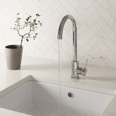 Corso Bathrooms Bronx Chrome Kitchen Sink Mixer Tap Single Lever Swan Spout from B&Q