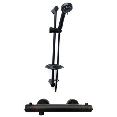  - Noir Black Thermostatic Shower Valve And Riser Rail