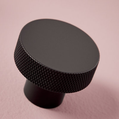 Corso Bathrooms Apres Matt Black Knurled Round 42.5mm Handle/knob Black from B&Q
