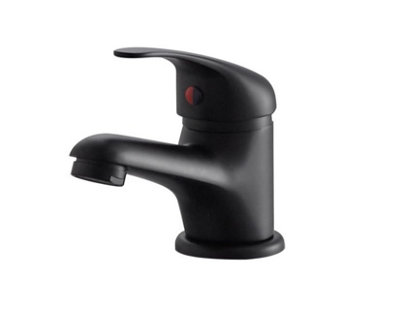 Corso Bathrooms Matt Black Bathroom Basin Tap Single Lever Mono Mixer Tap from B&Q