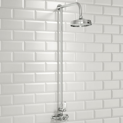 Corso Bathrooms Churchwell Traditional Chrome Thermostatic Rigid Riser Shower With Fixed Head (Single Function) from B&Q