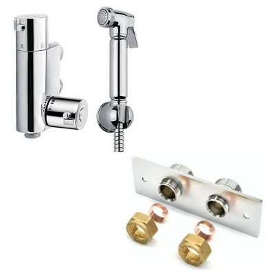 Corso Bathrooms Chrome Thermostatic Douche Shattaf ValveHandheld Spray And Concealed WallplateManufacturer Guarantee from B&Q