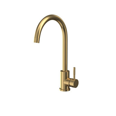 Corso Bathrooms Bronx Brushed Gold Kitchen Sink Mixer Tap Single Lever Swivel Swan SpoutManufacturer Guarantee from B&Q