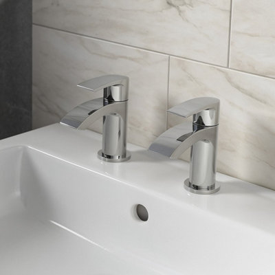 Corso Bathrooms Belantia Chrome Basin Taps (Pair) Hot And Cold Separates from B&Q