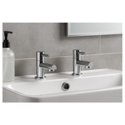 Corso Bathrooms Enfield Chrome Basin Taps (Pair) Hot And Cold Separates from B&Q