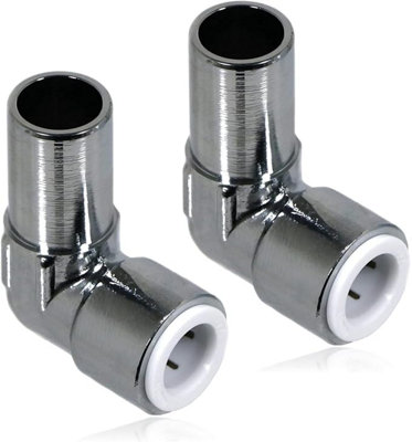15mm X 10mm Pushfit Radiator Valve Chrome Reducing Elbow Stem Compression X 2 Corso Bathrooms from B&Q