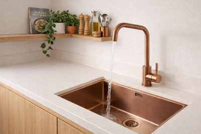 Corso Bathrooms Edge Brushed Bronze Kitchen Sink Mixer Single Lever Inc Strainer Waste from B&Q