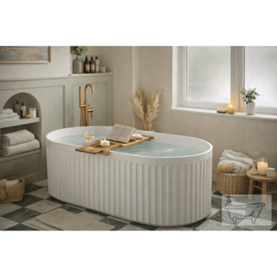 Scudo Lira Fluted Freestanding Bath 1700 X 800 Gloss White from B&Q