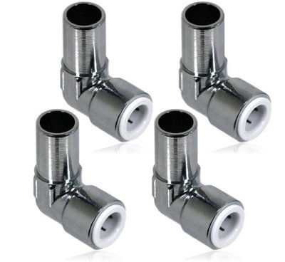 Corso Bathrooms 15mm X 10mm Pushfit Radiator Valve Chrome Reducing Elbow Stem Compression X 4 (2 Pairs) Coroso Bathrooms from B&Q