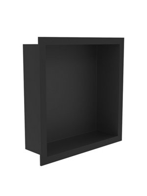 Corso Bathrooms Recessed Shower Niche In Matt Black 300mm X 300mm from B&Q
