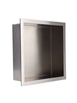 Corso Bathrooms Recessed Shower Niche In Stainless Steel 300mm X 300mm from B&Q