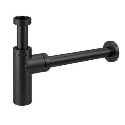 Corso Bathrooms Noir Matt Black Round Bottle Trap 1 1/4Round Decorative P-TrapAdjustable Waste Traps Plumbing Drain Tube For Bathroom Sink from B&Q