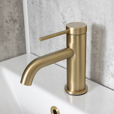 Corso Bathrooms Como Brushed Brass Basin Mixer TapInc Waste from B&Q