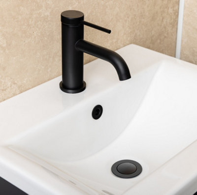 Corso Bathrooms Como Matt Black Basin Mixer TapInc Waste from B&Q