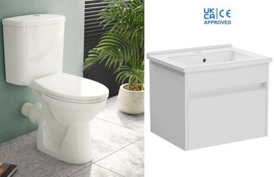Corso Complete Toilet Soft Close Seat + 600mm Wall Hung Vanity Unit Inc Basin from B&Q