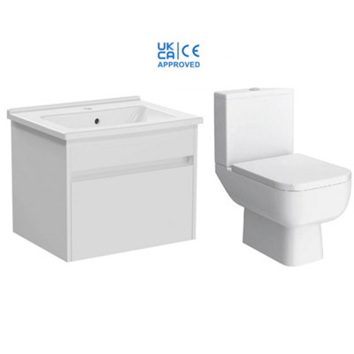 Corso Complete Rak 600 Toilet Soft Close + 600mm Wall Hung Vanity Unit Inc Basin from B&Q