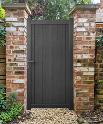 Aluminium Pedestrian Garden Gate With Composite Infills 1150X1800mm Black from B&Q