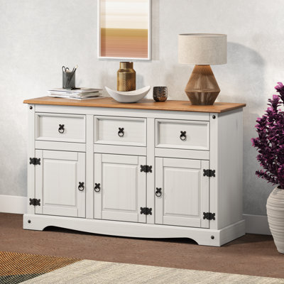 Mercers Furniture Corona 3 Door 3 Door Sideboard Solid Pine With Mexican Styling White