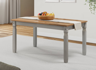 Mercers Furniture Corona Wax 5'0" Dining Table Solid Pine With Mexican Styling Grey