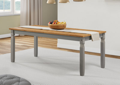 Mercers Furniture Corona Wax 6'0" Dining Table Solid Pine With Mexican Styling Grey