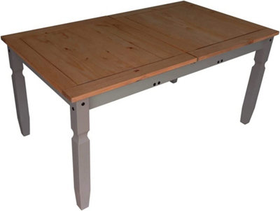 Mercers Furniture Corona Grey Wax Small Extending Dining Table Solid Wood Pine Wooden Kitchen With Mexican Styling from B&Q