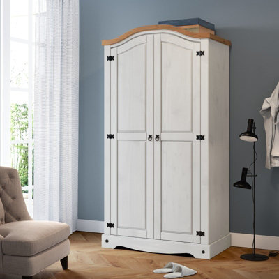 Mercers Furniture Corona 2 Door Arch Top Double Wardrobe Solid Pine With Mexican Styling White