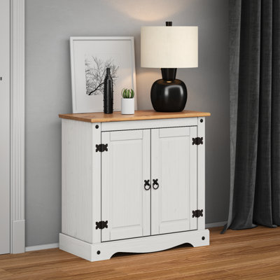 Mercers Furniture Corona 2 Door Cupboard Sideboard Solid Pine With Mexican Styling White