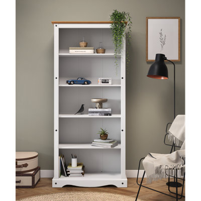 Mercers Furniture Corona White Large Bookcase Wooden Pine - Image 4