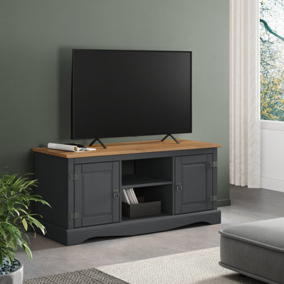 Mercers Furniture Corona Charcoal 2 Door Media Unit 1 Shelf Tv Stand Solid Pine With Mexican Styling Grain