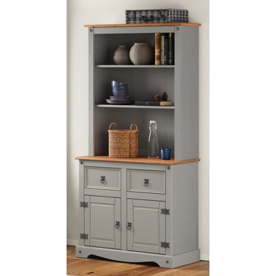 Mercers Furniture Corona Grey Wax 2 Door 2 Drawer Dresser Buffet Hutch Open Storage Solid Pine With Mexican Styling from B&Q