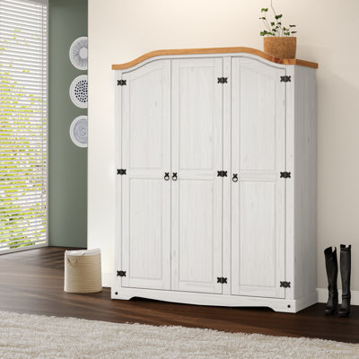 Mercers Furniture Corona 3 Door Arch Top Wardrobe Triple Solid Pine With Mexican Styling White