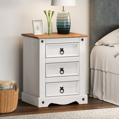Mercers Furniture Corona White Large 3 Drawer Bedside - Image 4