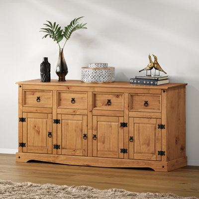 Mercers Furniture Corona 4 Door 4 Drawer Sideboard Large Cabinet Storage Solid Wood Pine Wooden With Mexican Styling from B&Q