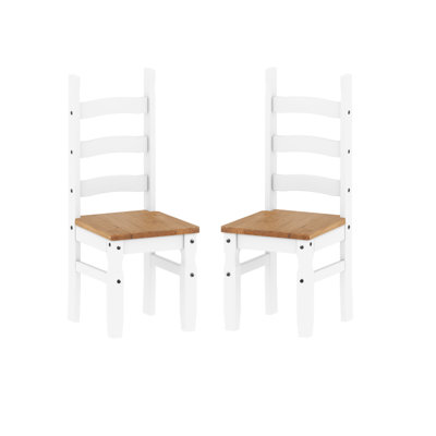 Mercers Furniture Corona White Pair Of Dining Chairs X2 Solid Wood Mexican Pine from B&Q