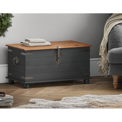 Mercers Furniture Corona Charcoal Grey Blanket Box Solid Wood Mexican Pine - Image 4