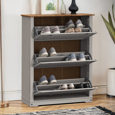 Mercers Furniture Corona Wax 3 Shelf Shoe Chest Grey